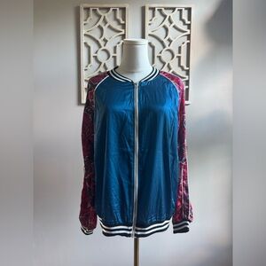 Missguided + Blue and Red Bomber Jacket